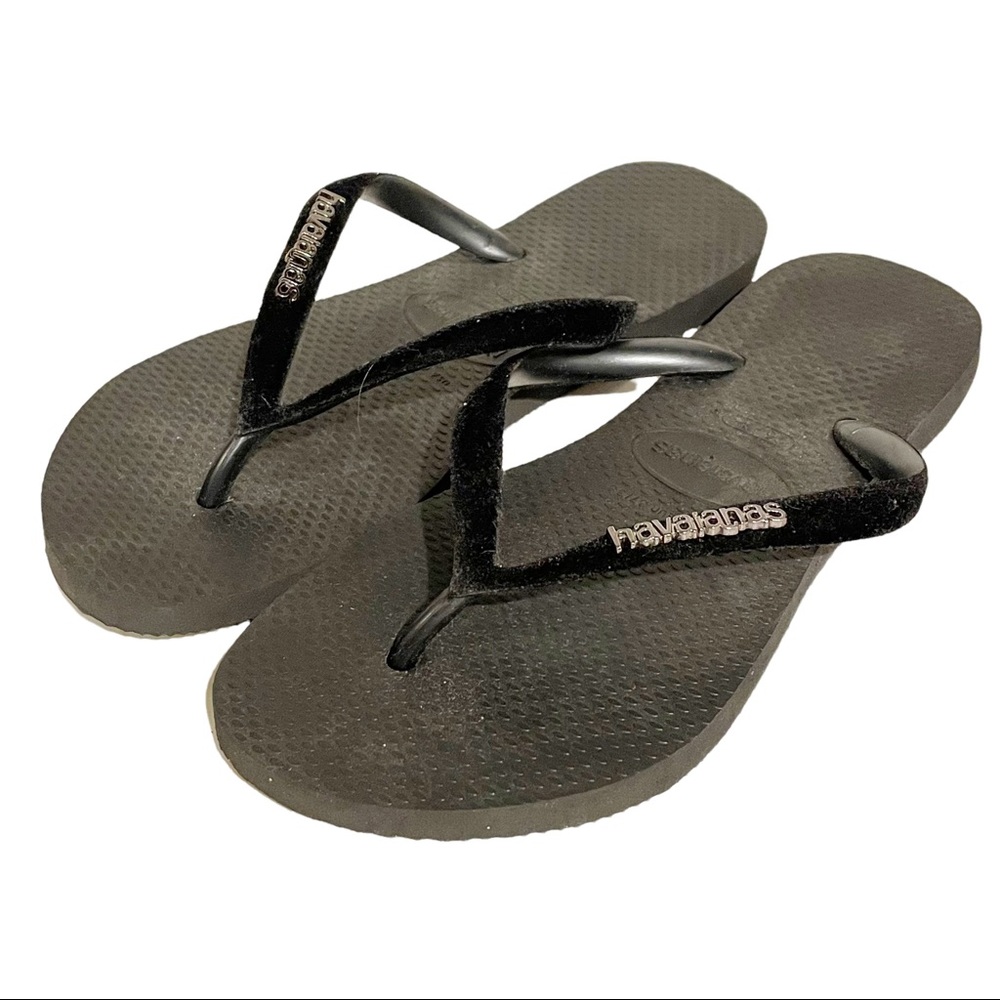 Havaianas Women's Size 6 Slim Velvet Flip‎ Flop Sandal Black
